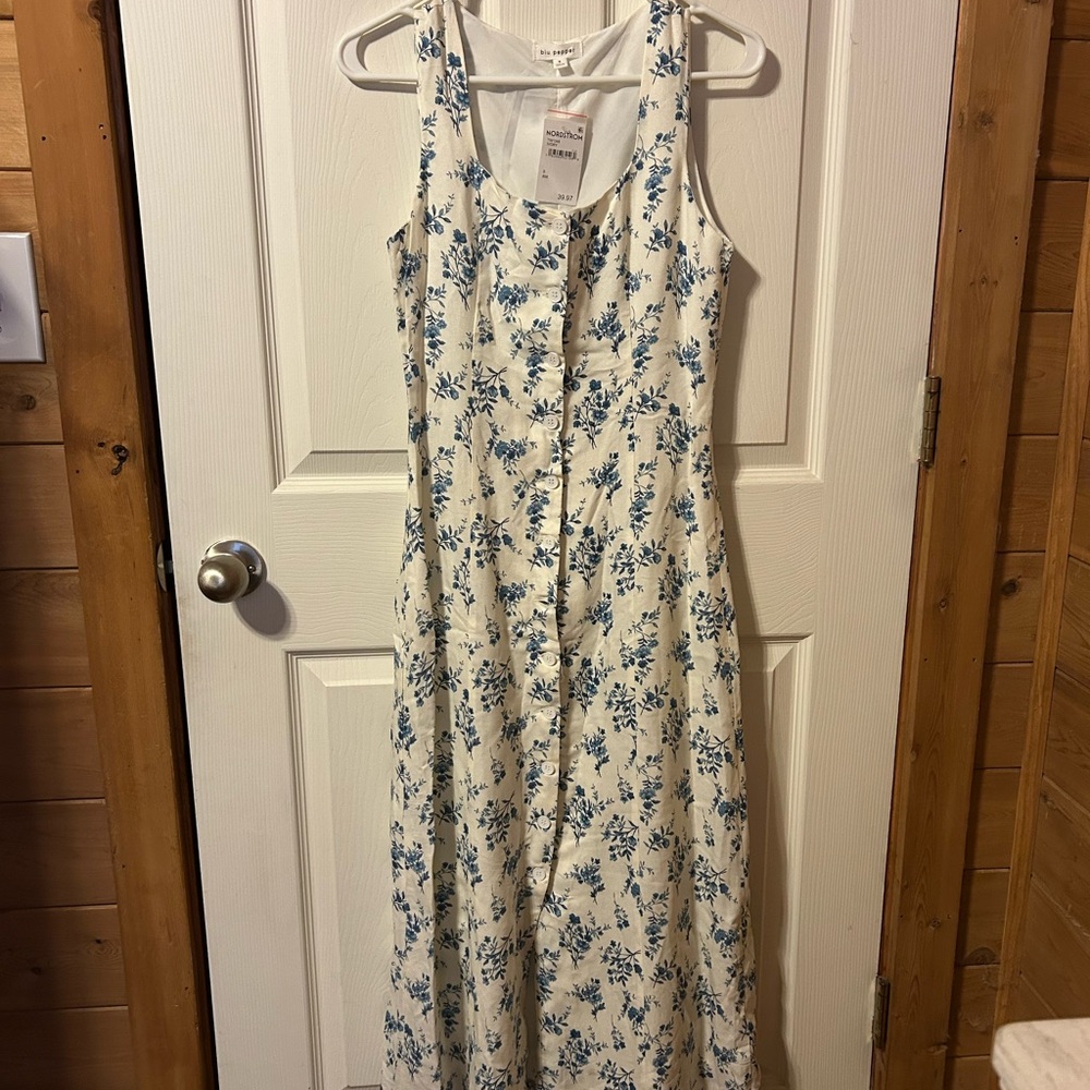 Blu Pepper Blue Floral Midi Dress